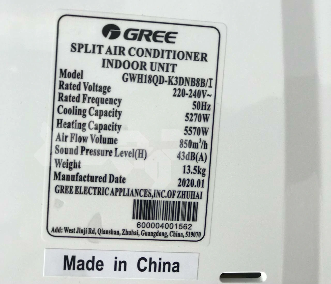 کولر گازی گری اینورتر ظرفیت 18000 - GREE-GWH inverter 18Btu