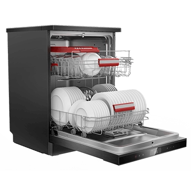 ماشین ظرفشویی توشیبا مدل DW-14F2ME-BS 5 بررسی طراحی داخلی ماشین ظرفشویی مشکی توشیبا مدل DW-14F2ME-BS