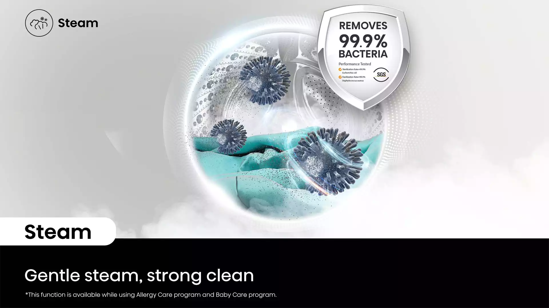 لباسشویی توشیبا TWD-BM130GF4B-WS 4 شستشو با بخار در لباسشویی توشیبا