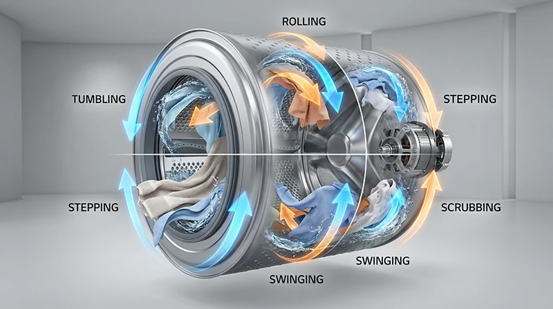 ماشین لباسشویی ال جی 7 کیلو مدل Y1 دودی F2Y1QYP6J 4 تکنولوژی 6 Motion DD در لباسشویی ال جی Y1
