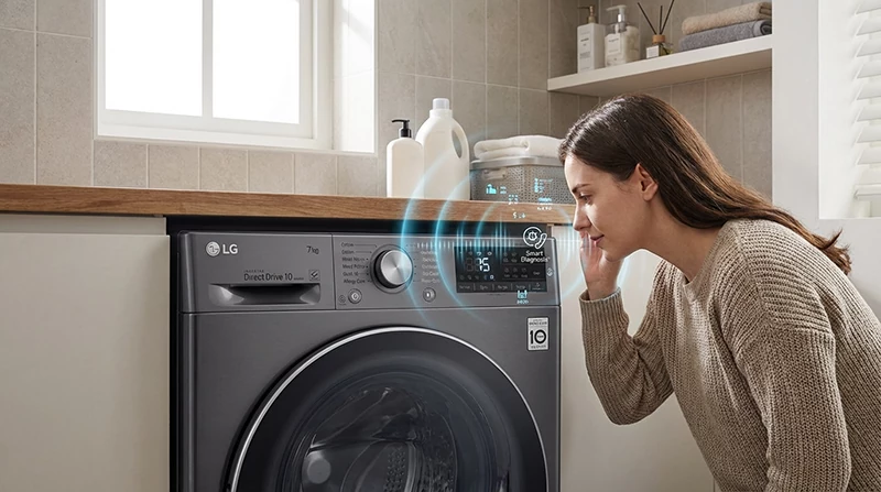 ماشین لباسشویی ال جی 7 کیلو مدل Y1 دودی F2Y1QYP6J 6 سیستم عیبیاب هوشمند در لباسشویی ال جی 2025