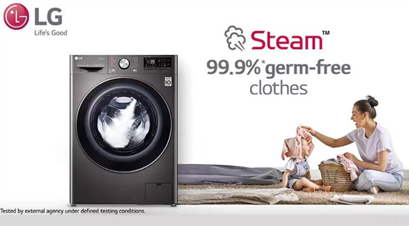 ماشین لباسشویی ال جی 8 کیلو مدل y1 دودی F2Y1TYP6J 4 فناوری Staem در لباسشویی ال جی y1