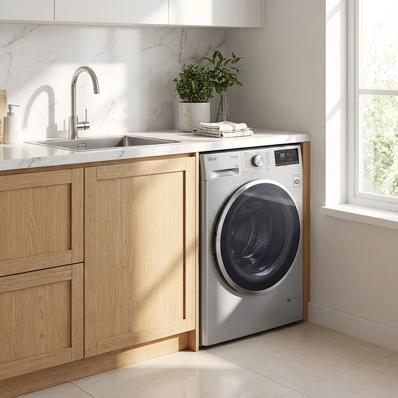ماشین لباسشویی ال جی 9 کیلو R5 سیلور F4R5VYGSL 2 طراحی ماشین لباسشویی ال جی 9 کیلویی