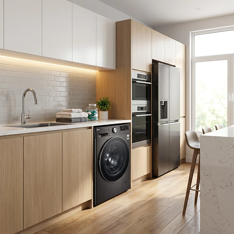 ماشین لباسشویی ال جی مدل r13 دودی WDR1307PBP 4 فناوری هاس پیشرفته در لباسشویی و خشک کن ال جی 2025