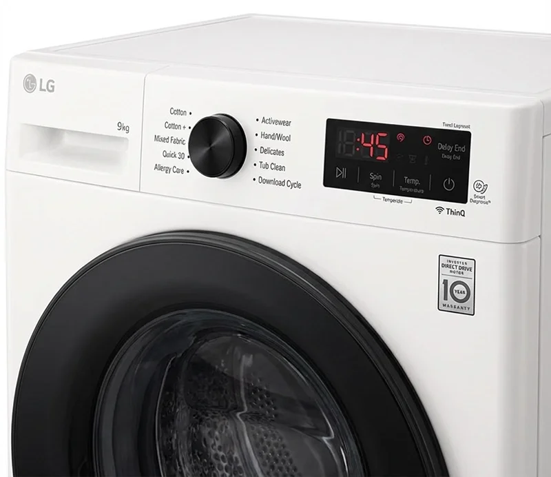 ماشین لباسشویی ال جی 9 کیلو مدل y1 سفید WY1409WVP 4 برنامه های شستشو ماشین لباسشویی ال جی مدل WY1409WVP