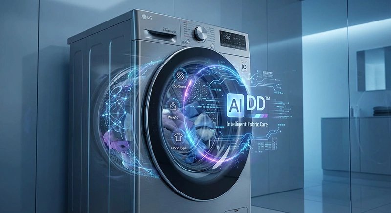 ماشین لباسشویی ال جی 9 کیلو مدل y1 دودی WY1409MVP 4 هوش مصنوعی در خدمت لباسشویی ال جی مدل Y1