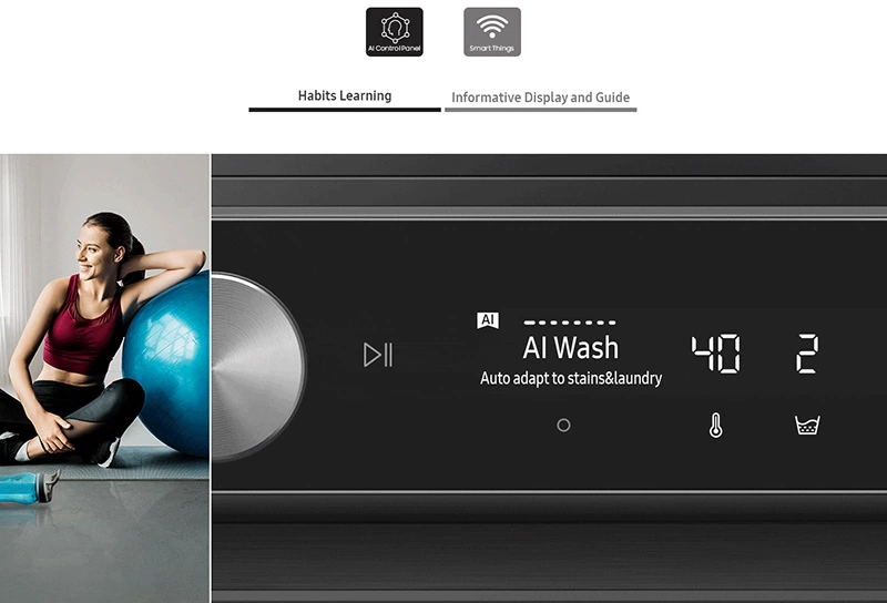 ماشین لباسشویی و خشک کن سامسونگ WD22B6400KV 3 شستشوی هوشمند با AI Wash در لباسشویی سامسونگ